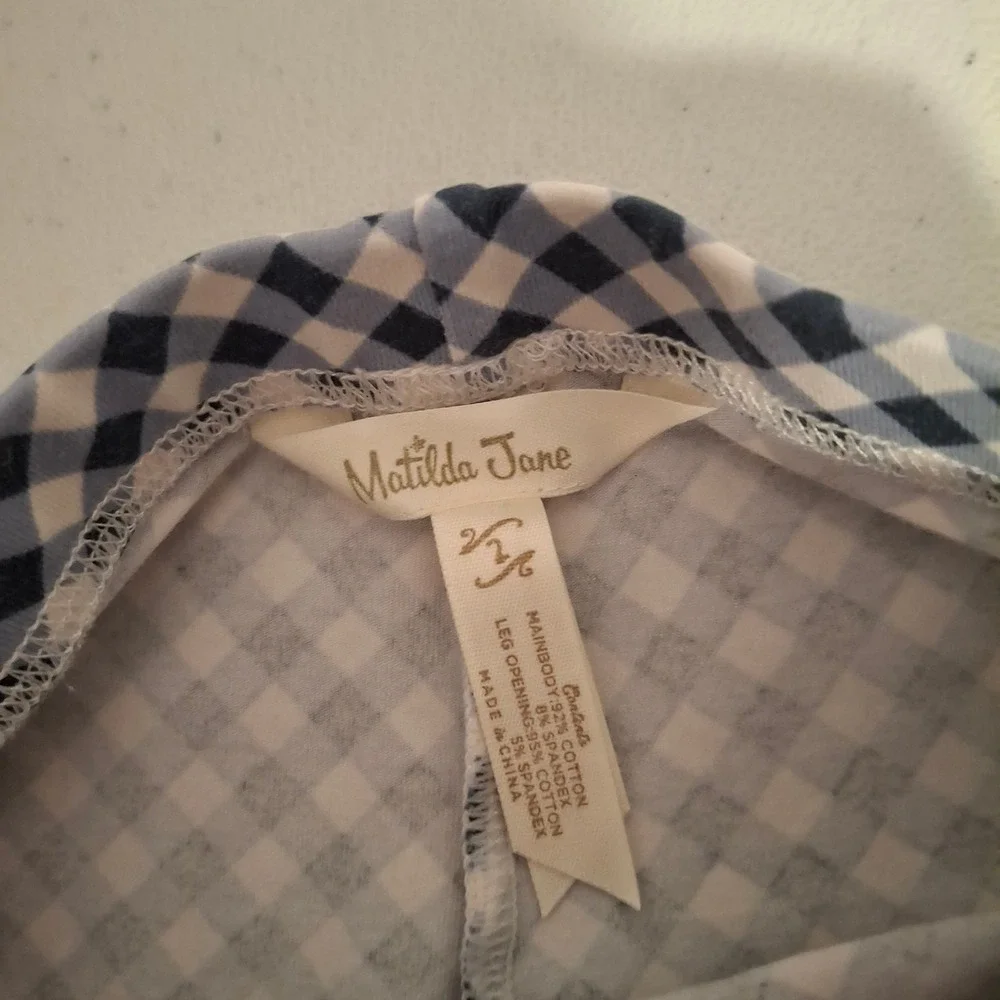 Matilda Jane Gingham Ruffle Leggings Blue White‎ Yellow Floral Kids Size 2